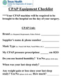 CPAP Equipment Checklist