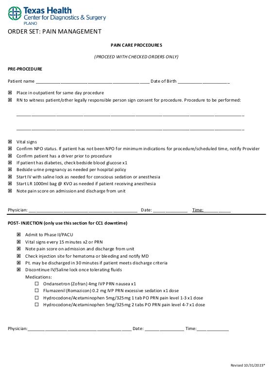 Pain Care Procedures