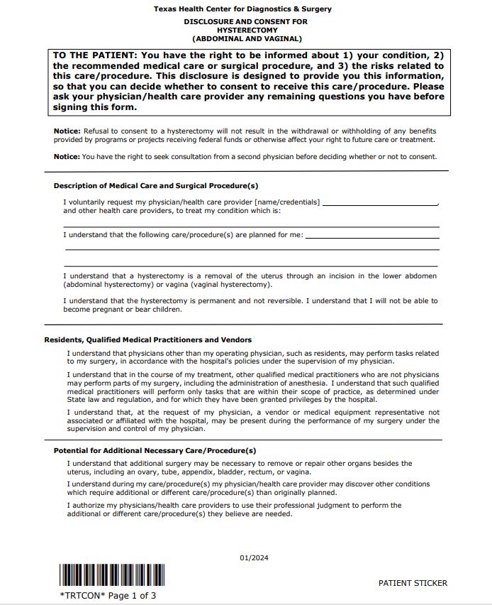 Hysterectomy Consent